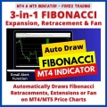 3-in-1 FIBONACCI Auto-Draw Indicator MT4 MT5 , Retracement Expansion & Fan, Based On High Low Zig Zag, Choose Show/Hide